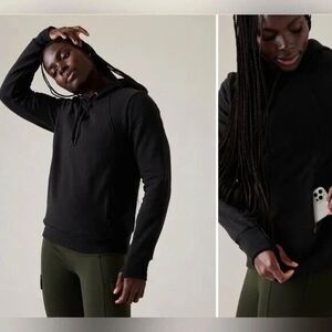 Athleta Triumph Hoodie Women Small Black Full Zip Organic Thumbholes Yoga Active